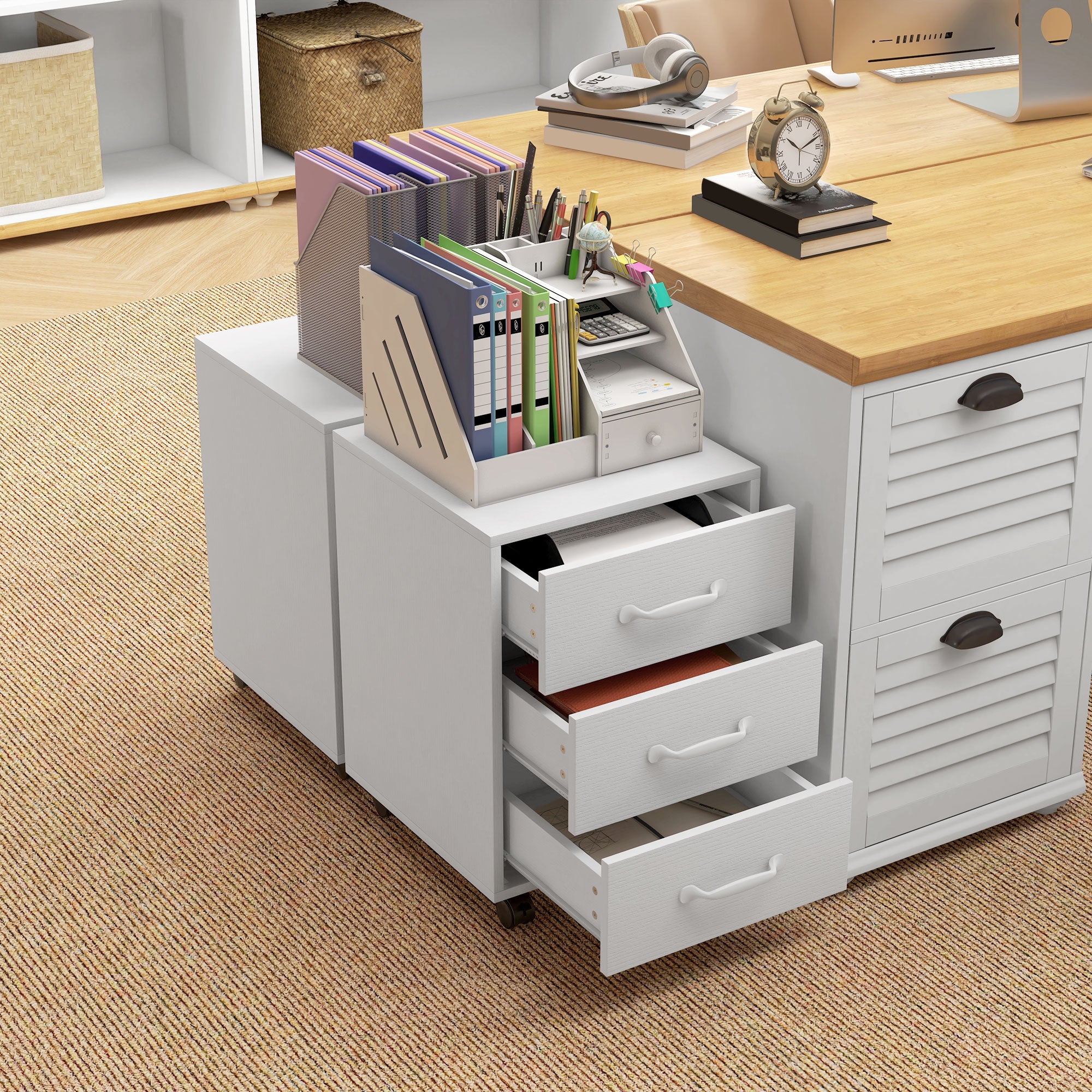 HOMCOM File Cabinet with 3 Drawers, Under Desk Mobile Filing Cabinet - Filing Cabinet from HOMCOM