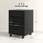 HOMCOM File Cabinet with 3 Drawers, Under Desk Mobile Filing Cabinet - Filing Cabinet from HOMCOM