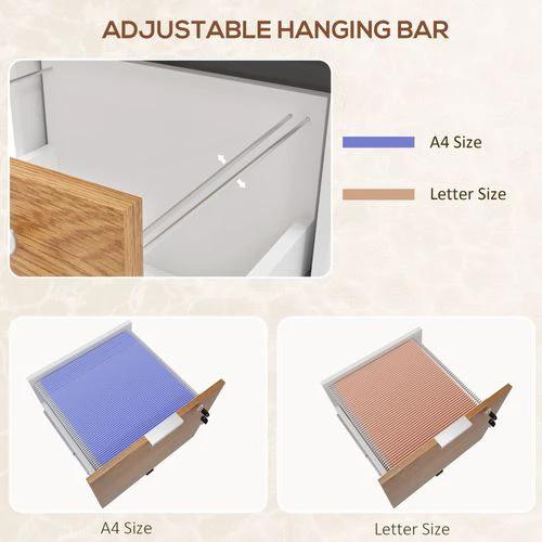 HOMCOM 2 Drawer Filing Cabinet with Adjustable Hanging Bars for A4 and Letter by HOMCOM