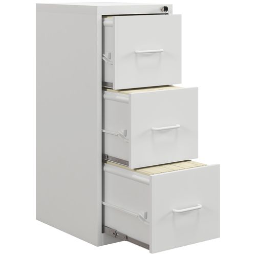 HOMCOM 3 Drawer Filing Cabinet Steel File Cabinet for A4 Letter Size White - Filing Cabinet from HOMCOM