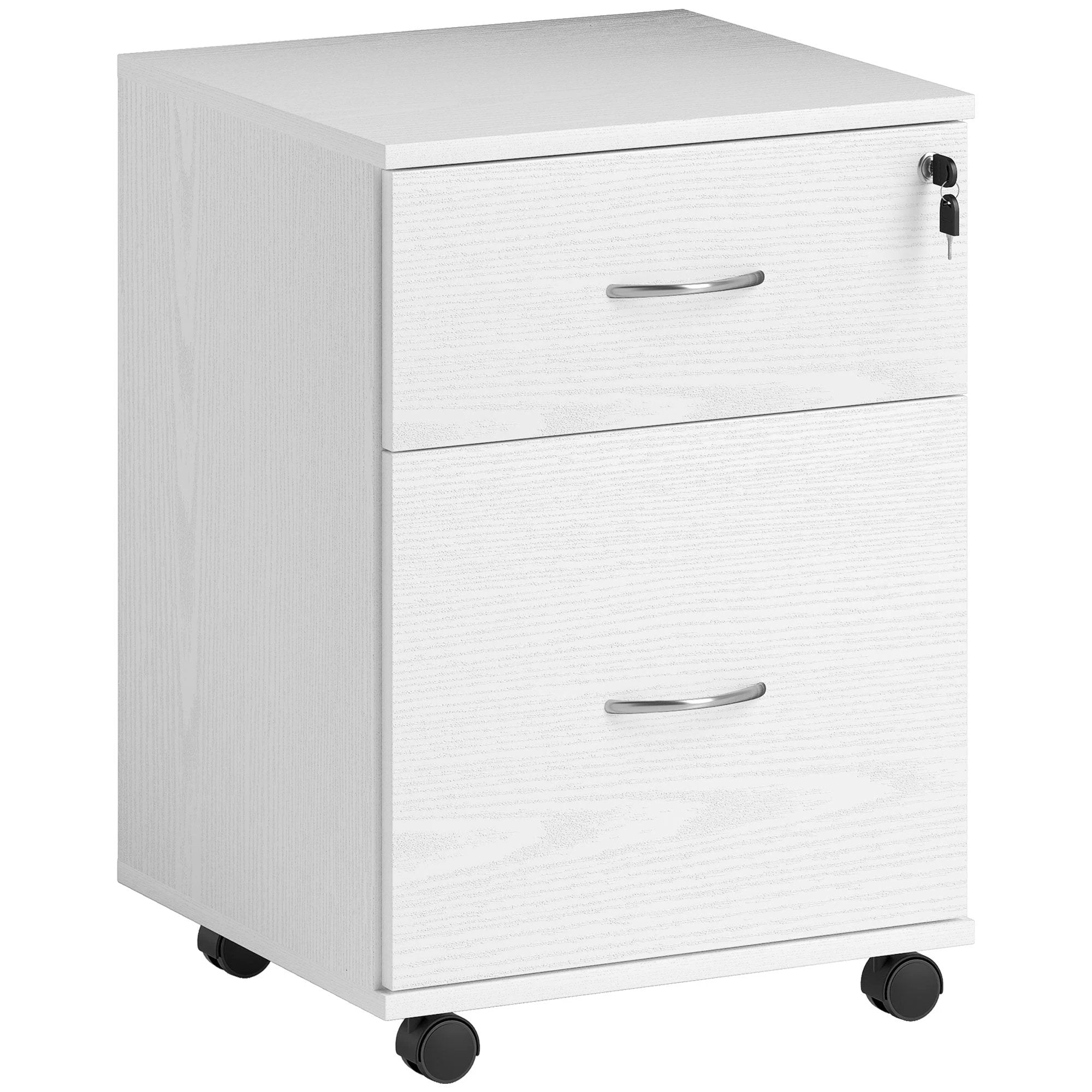 HOMCOM HOMCOM Pedestal Office Mobile Filing Cabinet 2 Drawer White - Filing Cabinet