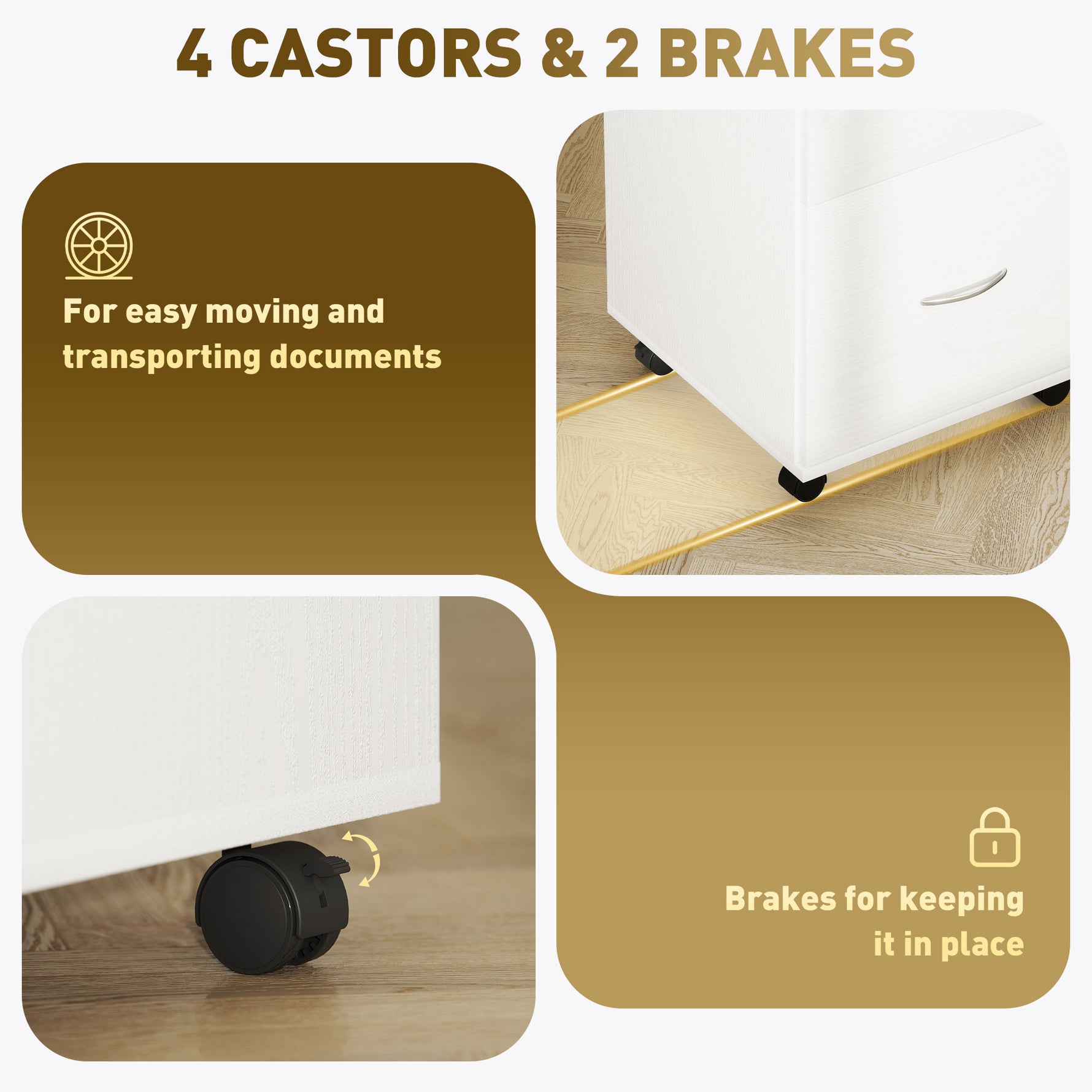 HOMCOM Pedestal Office Mobile Filing Cabinet 2 Drawer White - Filing Cabinet from HOMCOM