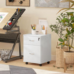 HOMCOM Pedestal Office Mobile Filing Cabinet 2 Drawer White - Filing Cabinet from HOMCOM