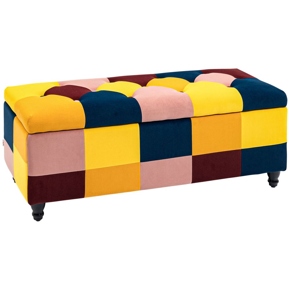 114 x 47 x 47cm Velvet Storage Ottoman, Homcom Button-tufted Footstool Box - Footstool from HOMCOM