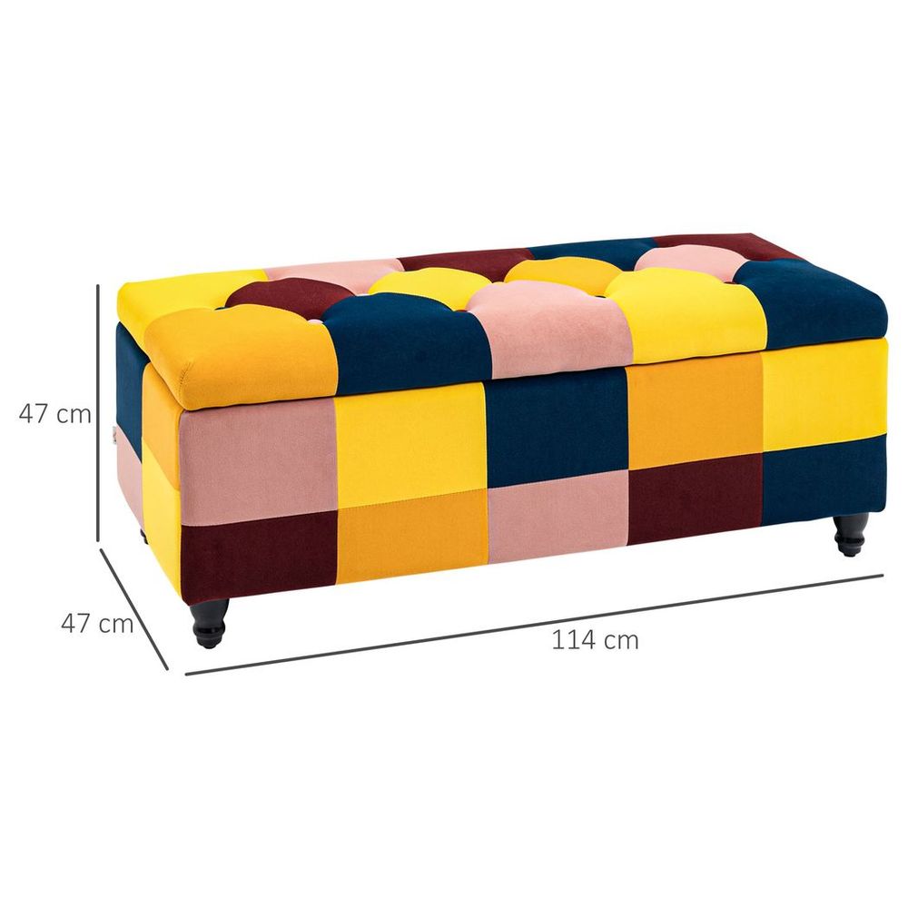 114 x 47 x 47cm Velvet Storage Ottoman, Homcom Button-tufted Footstool Box - Footstool from HOMCOM