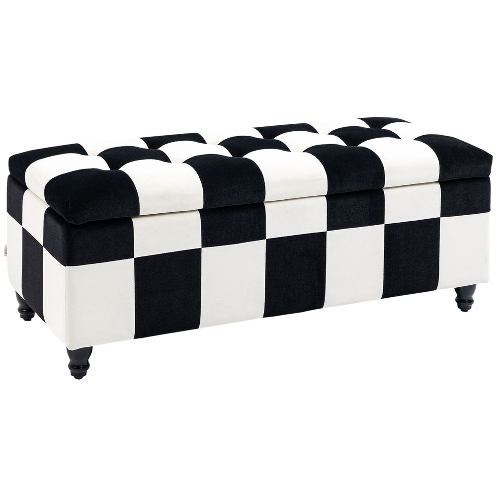 114 x 47 x 47cm Velvet Storage Ottoman, HomcomButton-tufted Footstool Box - Footstool from HOMCOM
