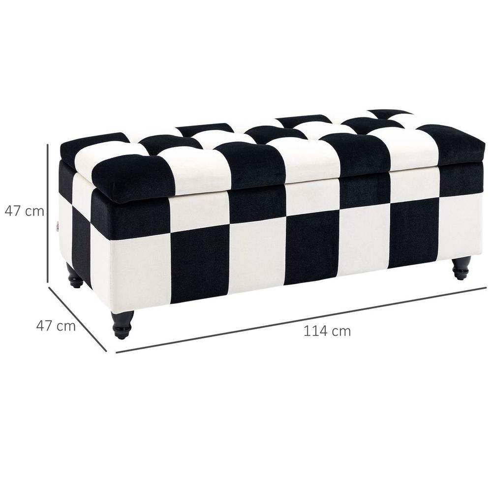 114 x 47 x 47cm Velvet Storage Ottoman, HomcomButton-tufted Footstool Box - Footstool from HOMCOM