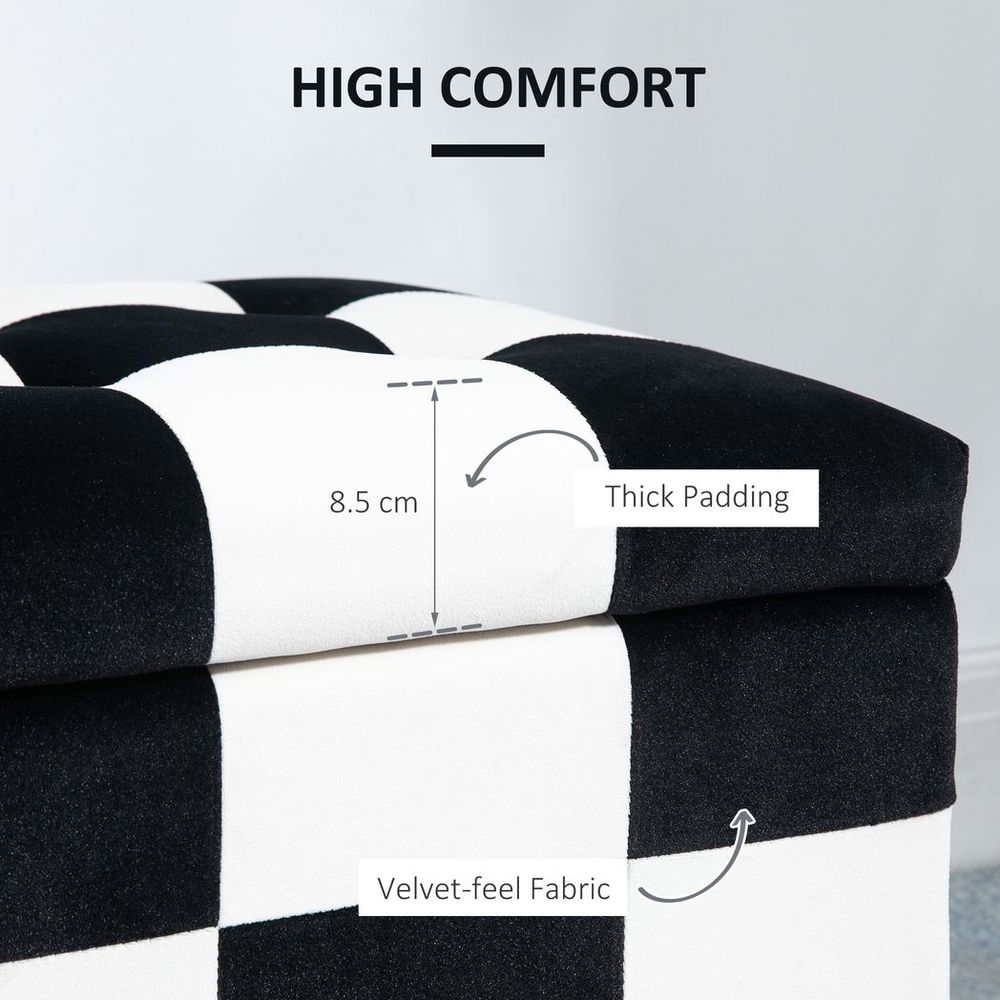 114 x 47 x 47cm Velvet Storage Ottoman, HomcomButton-tufted Footstool Box - Footstool from HOMCOM