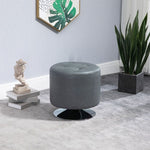 360 Swivel Foot Stool PU Ottoman w/ Thick Padding & Steel Base, Grey - Footstool from HOMCOM