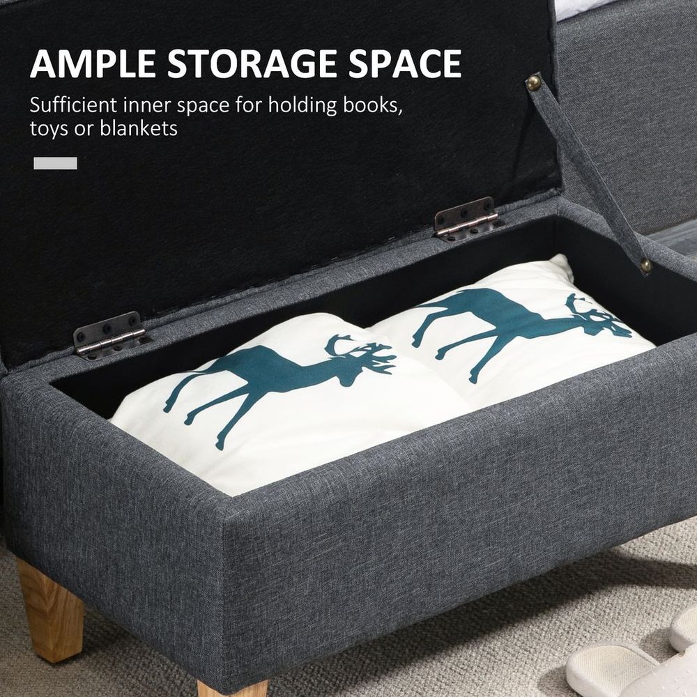 Linen Storage Ottoman Footstool for Toy Box, Bed End, Shoe Bench, Seating - Footstool from HOMCOM