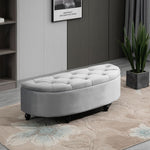 Semi-Circle Storage Ottoman Bench Tufted Upholstered Accent Footrest - Footstool from HOMCOM