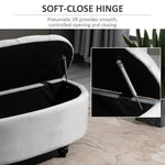 Semi-Circle Storage Ottoman Bench Tufted Upholstered Accent Footrest - Footstool from HOMCOM