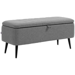 Storage Ottoman Bench, Linen Fabric Footstool with Steel Legs Grey - Footstool from HOMCOM