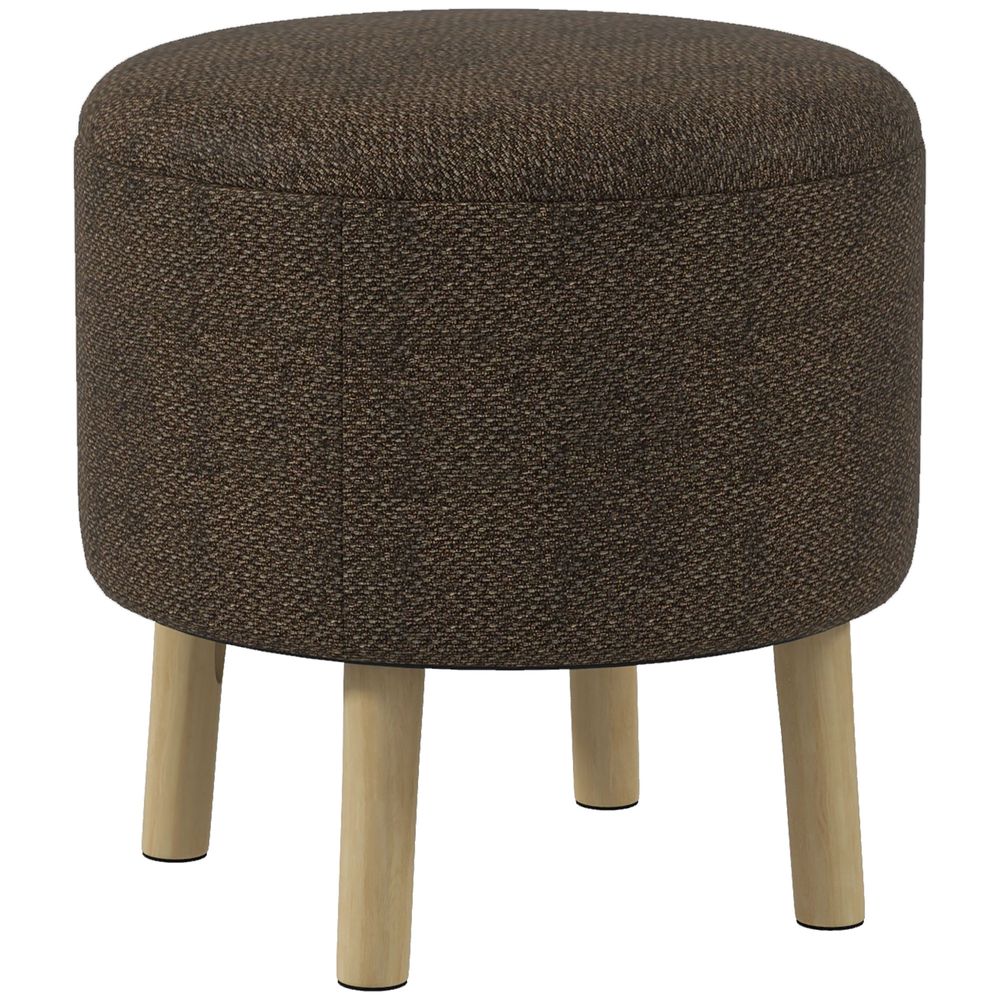 Storage Ottoman, Round Stool Chair with Cushioned Top, Hidden Space - Footstool from HOMCOM