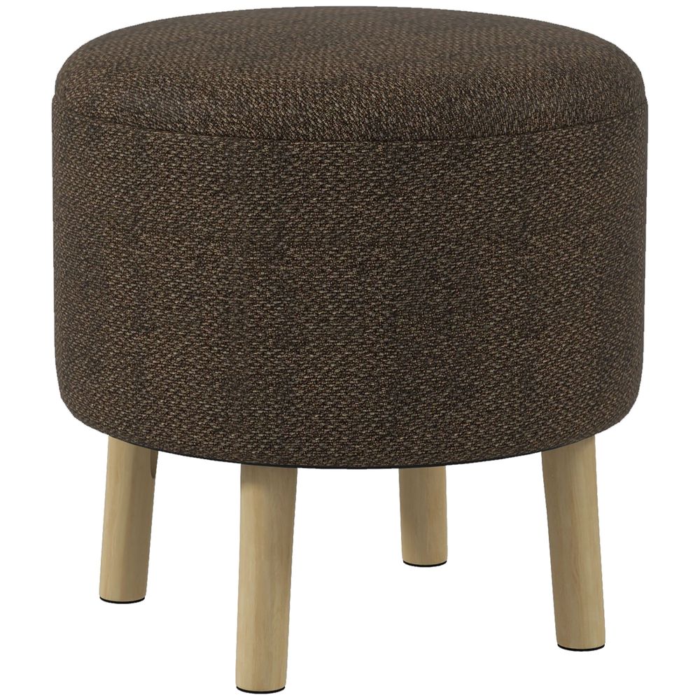 Storage Ottoman, Round Stool Chair with Cushioned Top, Hidden Space - Footstool from HOMCOM