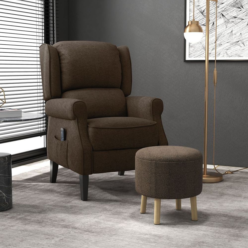 Storage Ottoman, Round Stool Chair with Cushioned Top, Hidden Space - Footstool from HOMCOM