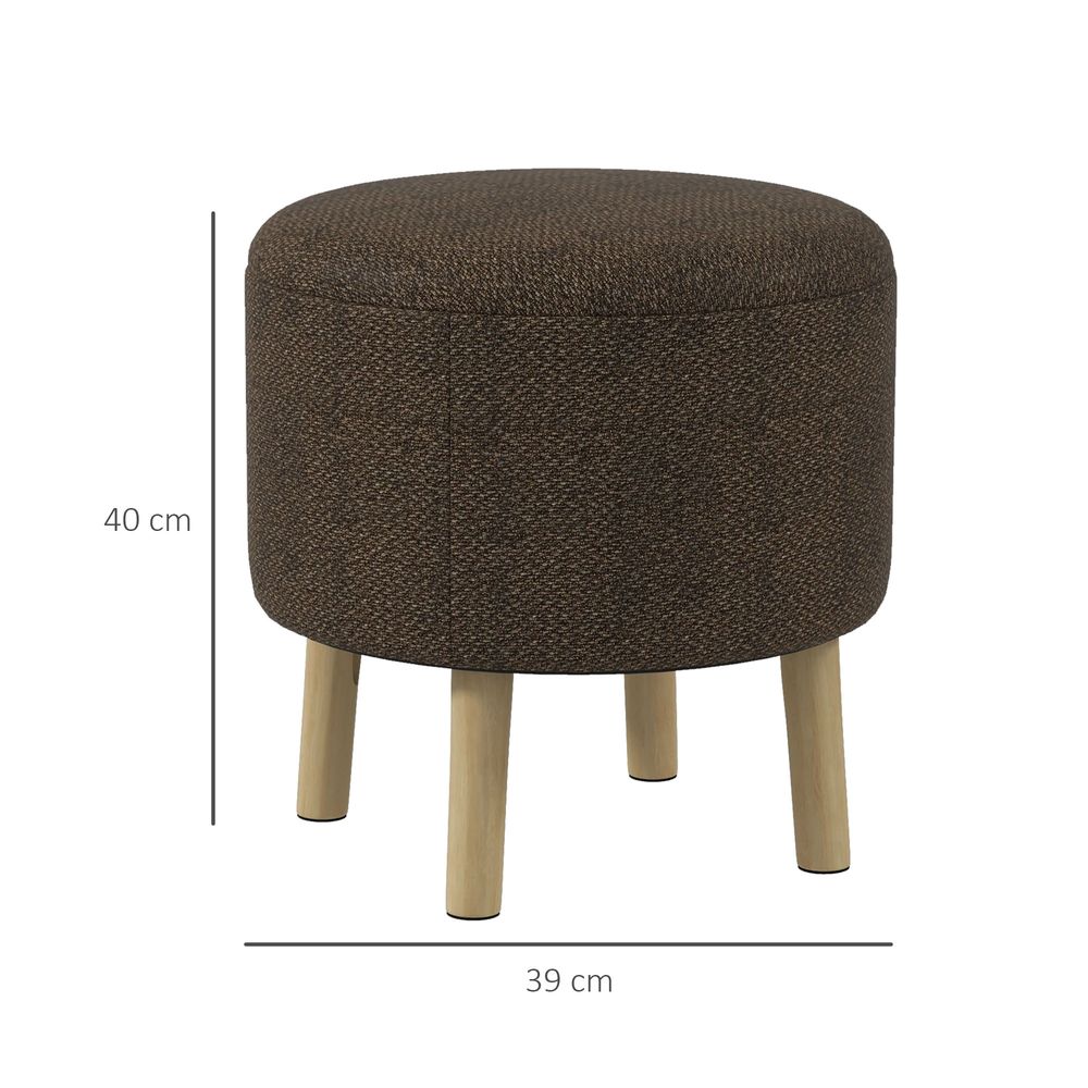 Storage Ottoman, Round Stool Chair with Cushioned Top, Hidden Space - Footstool from HOMCOM