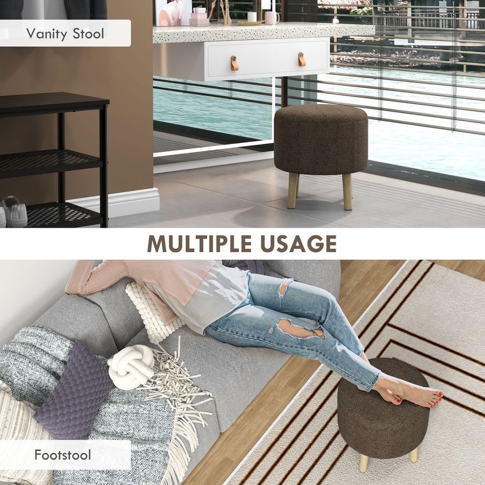 Storage Ottoman, Round Stool Chair with Cushioned Top, Hidden Space - Footstool from HOMCOM