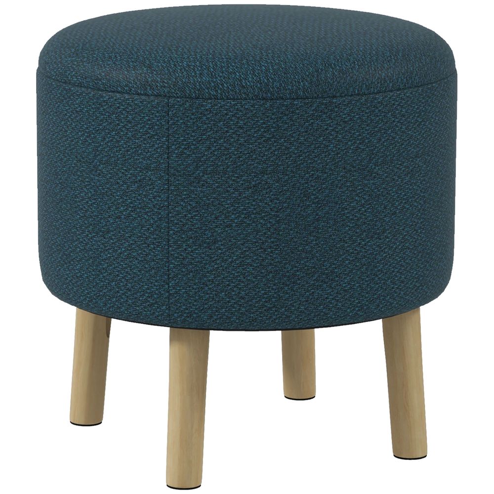 Storage Ottoman, Round Stool Chair with Cushioned Top, Hidden Space - Footstool from HOMCOM