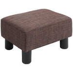 Chic Linen Fabric Footstool Ottoman Cube with 4 Plastic Legs Brown - Footstool from HOMCOM