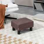 Chic Linen Fabric Footstool Ottoman Cube with 4 Plastic Legs Brown - Footstool from HOMCOM