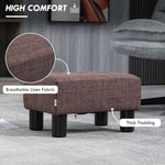 Chic Linen Fabric Footstool Ottoman Cube with 4 Plastic Legs Brown - Footstool from HOMCOM