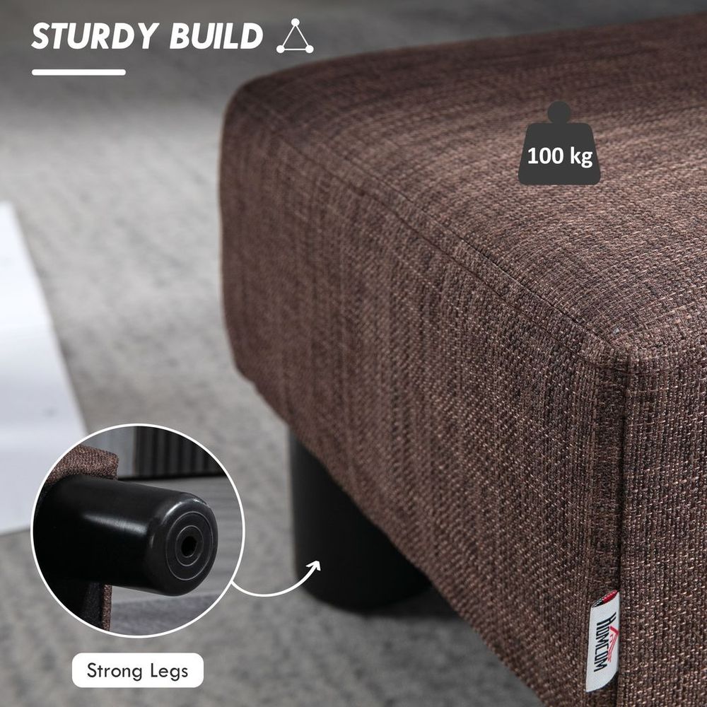 Chic Linen Fabric Footstool Ottoman Cube with 4 Plastic Legs Brown - Footstool from HOMCOM