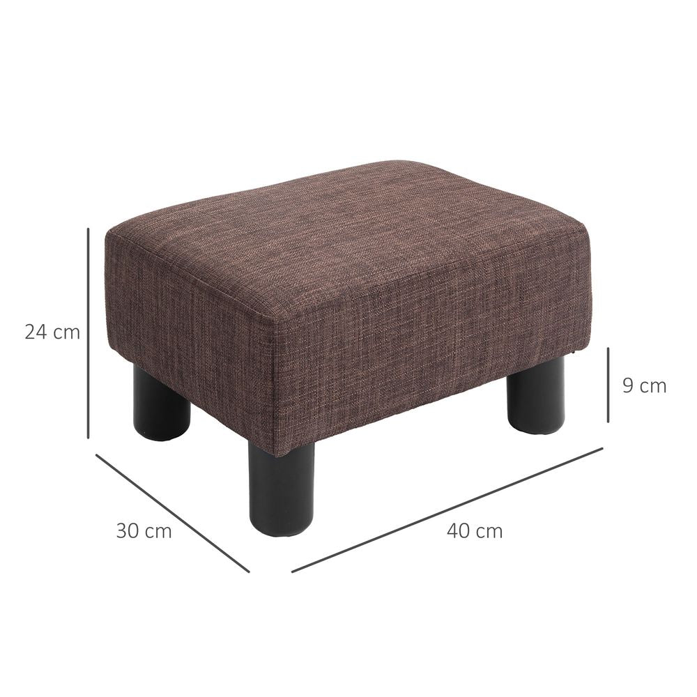 Chic Linen Fabric Footstool Ottoman Cube with 4 Plastic Legs Brown - Footstool from HOMCOM