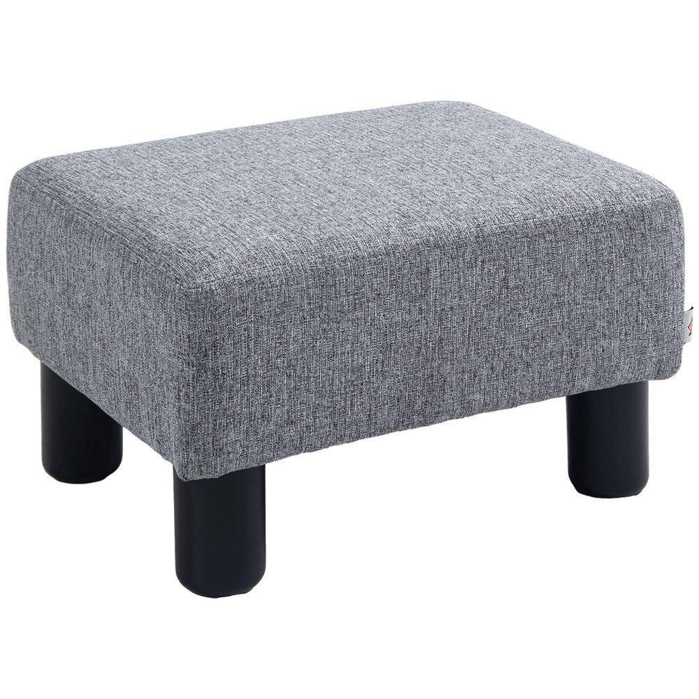 Chic Linen Fabric Footstool Ottoman Cube with 4 Plastic Legs Brown - Footstool from HOMCOM