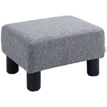 Chic Linen Fabric Footstool Ottoman Cube with 4 Plastic Legs Brown - Footstool from HOMCOM