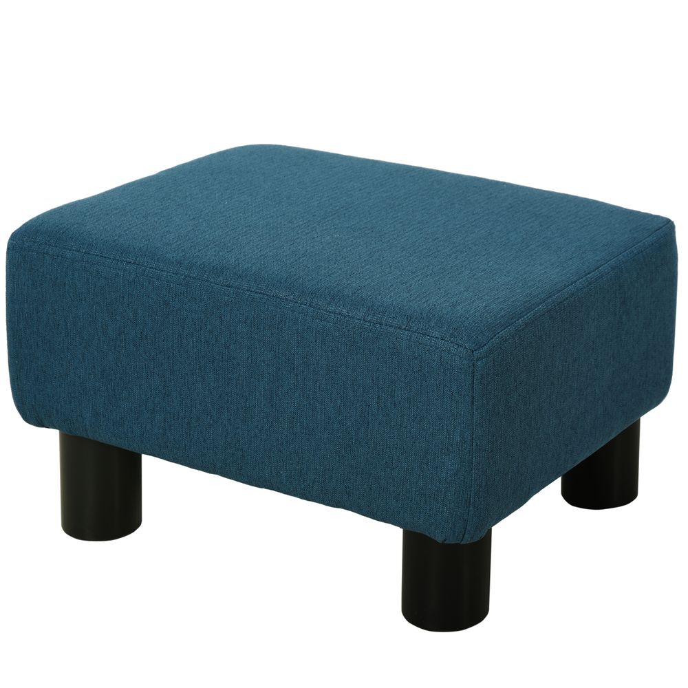 Chic Linen Fabric Footstool Ottoman Cube with 4 Plastic Legs Brown - Footstool from HOMCOM