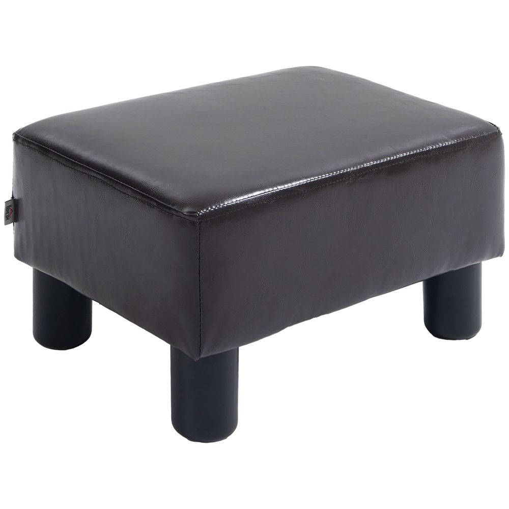 Chic Linen Fabric Footstool Ottoman Cube with 4 Plastic Legs Brown - Footstool from HOMCOM