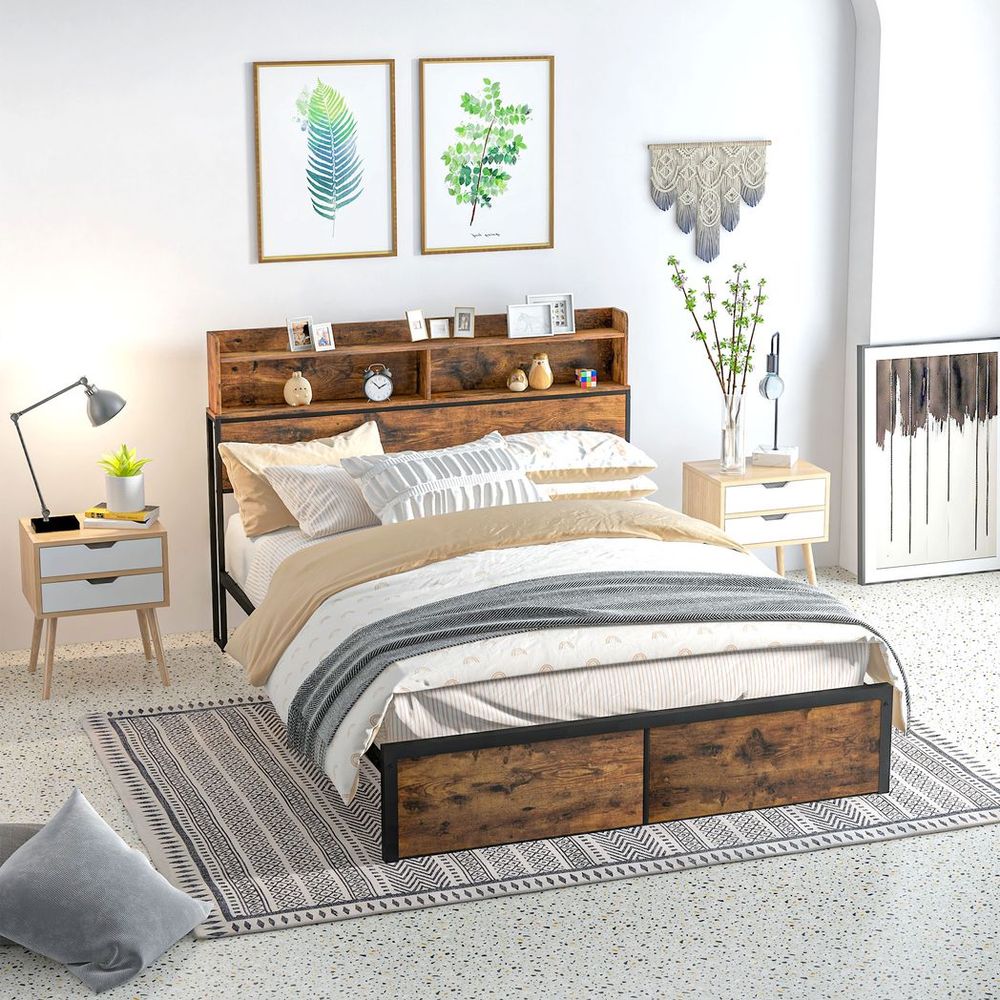 5.2FT King Bed Frame with Storage Headboard and Under Bed Storage - King Size from HOMCOM