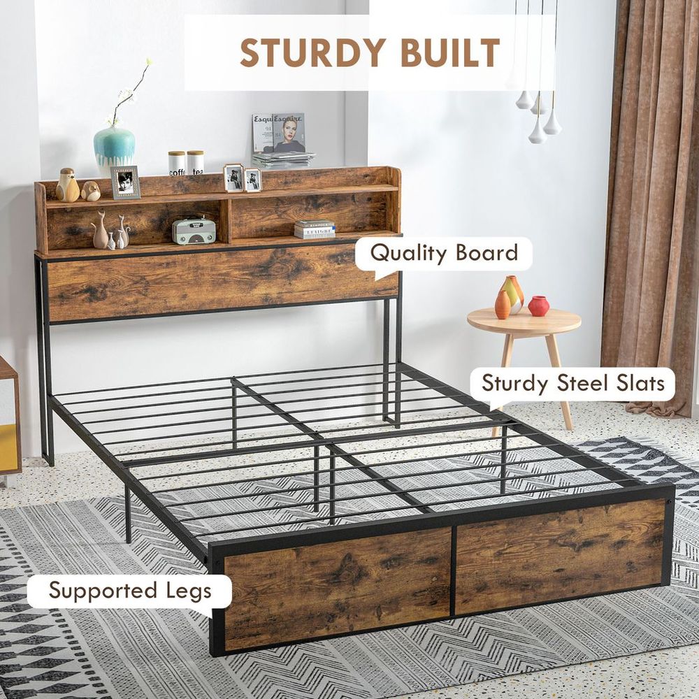 5.2FT King Bed Frame with Storage Headboard and Under Bed Storage - King Size from HOMCOM