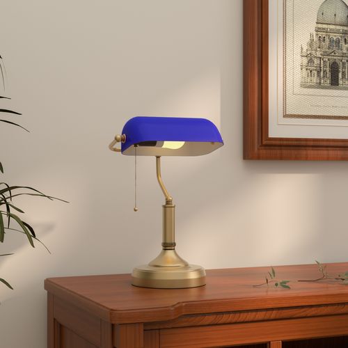 HOMCOM Banker's Table Lamp w/ Antique Bronze Tone Base - Lamp from HOMCOM