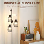 170cm Industrial 3-Light Floor Lamp, Dimmable Black Homcom - Lamp from HOMCOM
