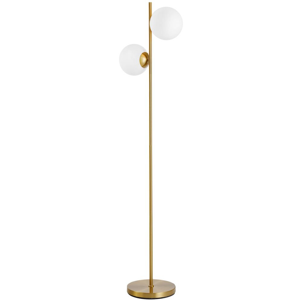 2 Glass Homcom Shade Floor Lamp Metal Pole Modern Decorative Floor Switch Gold - Lamp from HOMCOM