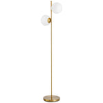 2 Glass Homcom Shade Floor Lamp Metal Pole Modern Decorative Floor Switch Gold - Lamp from HOMCOM