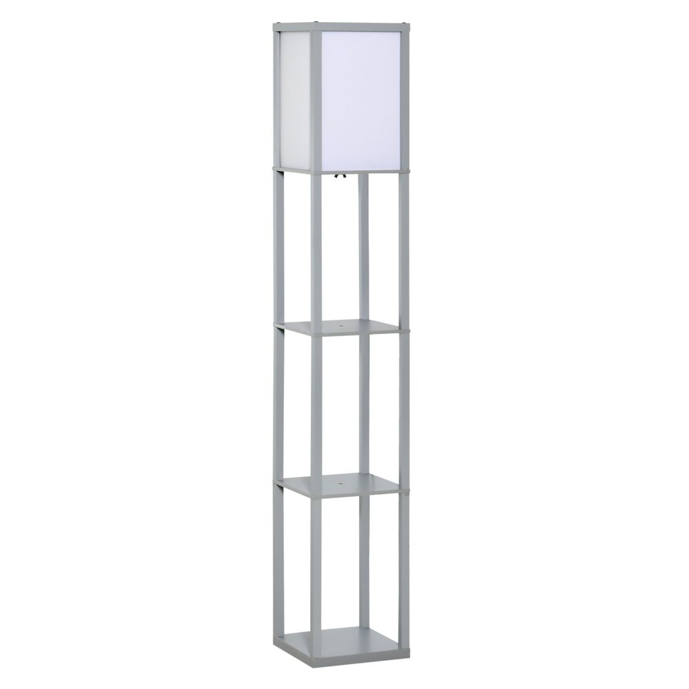 4-Tier Floor Lamp, Floor Light with Storage Shelf, Grey 3-Tier - Lamp from HOMCOM