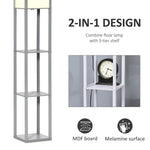 4-Tier Floor Lamp, Floor Light with Storage Shelf, Grey 3-Tier - Lamp from HOMCOM