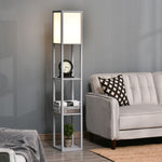 4-Tier Floor Lamp, Floor Light with Storage Shelf, Grey 3-Tier - Lamp from HOMCOM