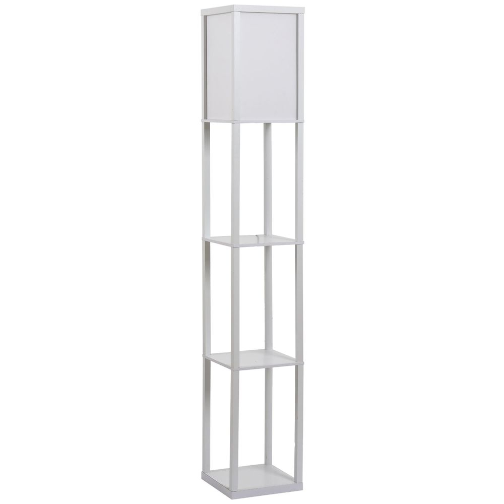 4-Tier Floor Lamp, Floor Light with Storage Shelf, White 3-Tier - Lamp from HOMCOM