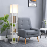 4-Tier Floor Lamp, Floor Light with Storage Shelf, White 3-Tier - Lamp from HOMCOM