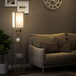 4-Tier Floor Lamp, Floor Light with Storage Shelf White and Oak 3-Tier - Lamp from HOMCOM