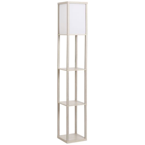 4-Tier Floor Lamp, Floor Light with Storage Shelf White and Oak 3-Tier - Lamp from HOMCOM
