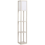4-Tier Floor Lamp, Floor Light with Storage Shelf White and Oak 3-Tier - Lamp from HOMCOM