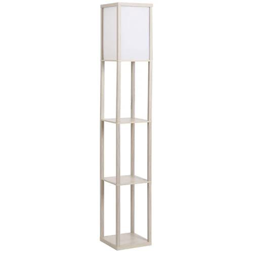 4-Tier Floor Lamp, Floor Light with Storage Shelf White and Oak 3-Tier by HOMCOM