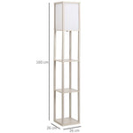 4-Tier Floor Lamp, Floor Light with Storage Shelf White and Oak 3-Tier - Lamp from HOMCOM