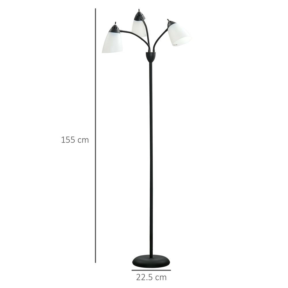 Arc Tree Floor Lamp 3 Adjustable Rotating Lights, with Steel Frame, 155cm, Black - Lamp from HOMCOM