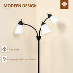 Arc Tree Floor Lamp 3 Adjustable Rotating Lights, with Steel Frame, 155cm, Black - Lamp from HOMCOM